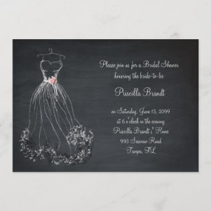 Bridal Shower, chalkboard, dreams dress, peonies Invitation