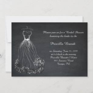 Bridal Shower, chalkboard, dreams dress stylised Invitation