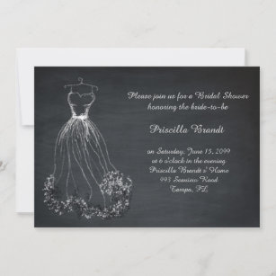 Bridal Shower, chalkboard, dreams dress stylised Invitation