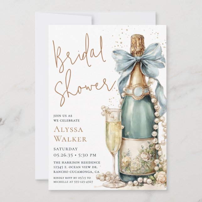 Bridal Shower Champagne Bottle Invitation (Front)