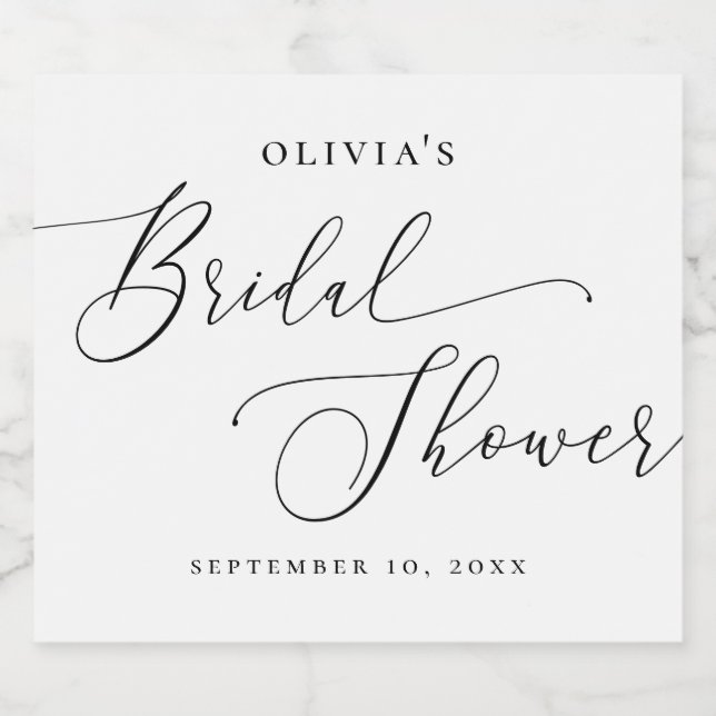 Bridal Shower Champagne | Elegant Minimal Script Sparkling Wine Label (Single Label)