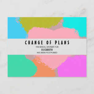 Bridal Shower Change of Plans Hearts Postcard