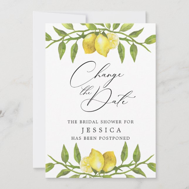 Bridal Shower Change of Plans Lemons Greenery Invitation (Front)