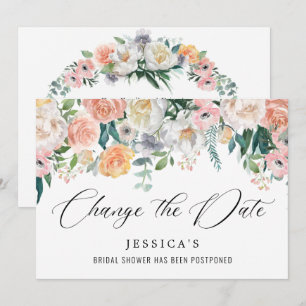 Bridal Shower Change the Date Blush Pink Flowers Invitation