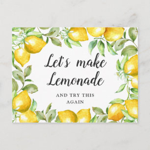Bridal Shower Change the Date Lemons Blossom Green Postcard