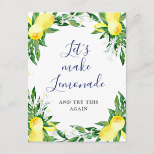Bridal Shower Change the Date Lemons Blossom Green Postcard