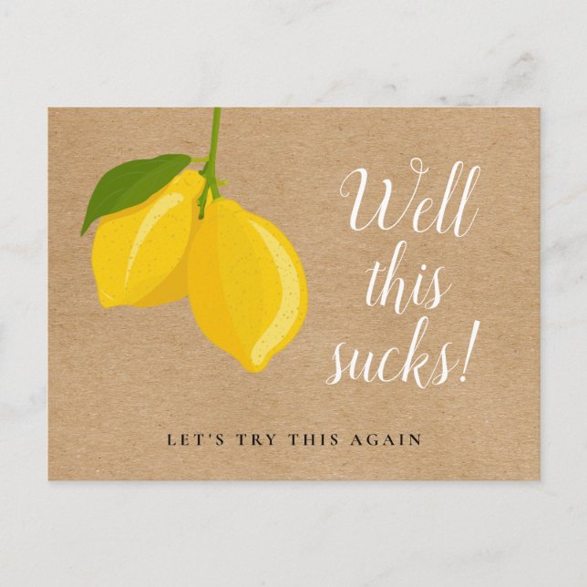 Bridal Shower Change the Date Script Lemons Rustic Announcement Postcard (Front)