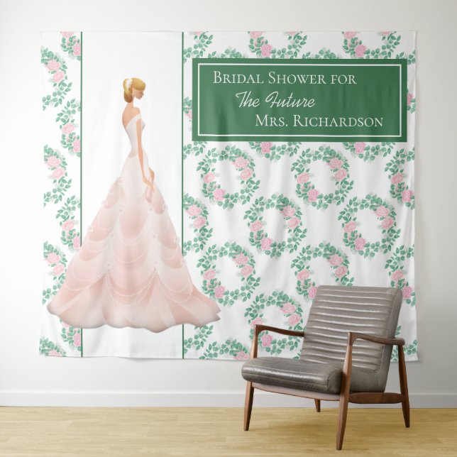 Bridal Shower Chic Photo Backdrop - Green Tapestry (In Situ (Horizontal))