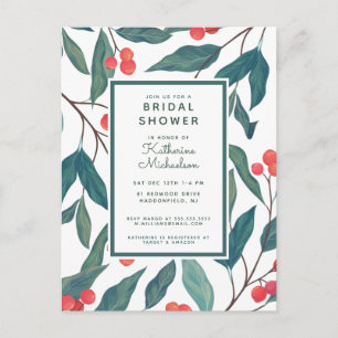 BRIDAL SHOWER   Christmas Holiday Floral Postcard