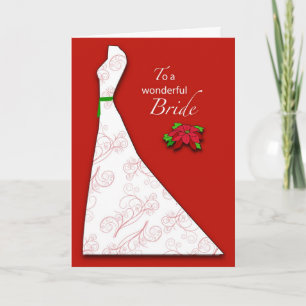 Bridal Shower Christmas, Red Poinsettia Holiday Card