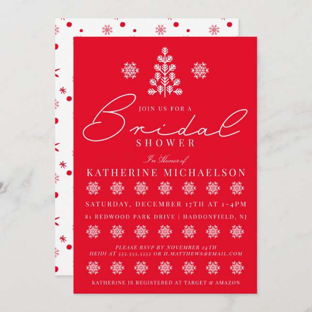 BRIDAL SHOWER | Christmas Tree Snowflakes Invitation (Front/Back)