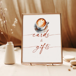 Bridal Shower Coffee Cards & Gifts Pedestal  Poster