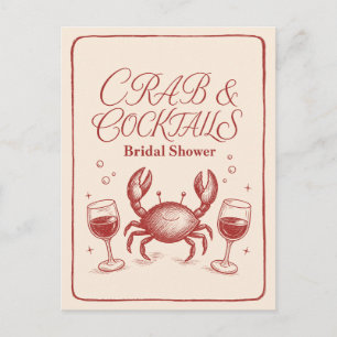 Bridal Shower Crab Cocktails Coastal Party Cute Postcard