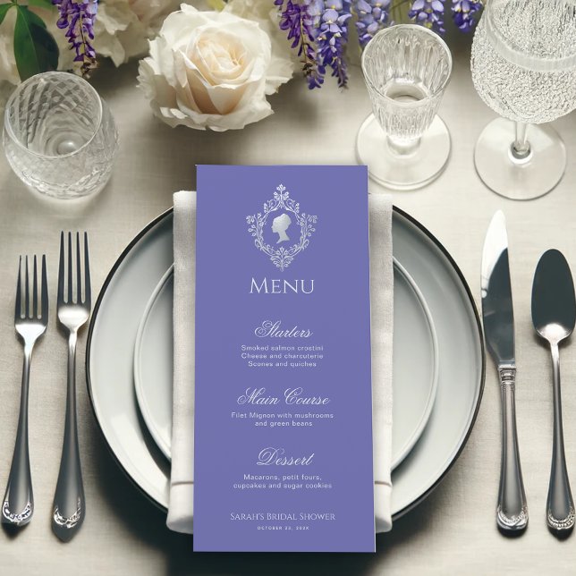 Bridal Shower Crest Vintage Regency Lady Violet  Menu (Creator Uploaded)