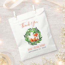 Bridal Shower Cute Fox  Greenery Wreath Watercolor