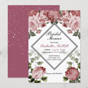 Bridal Shower - Dark Pink Floral Invitation