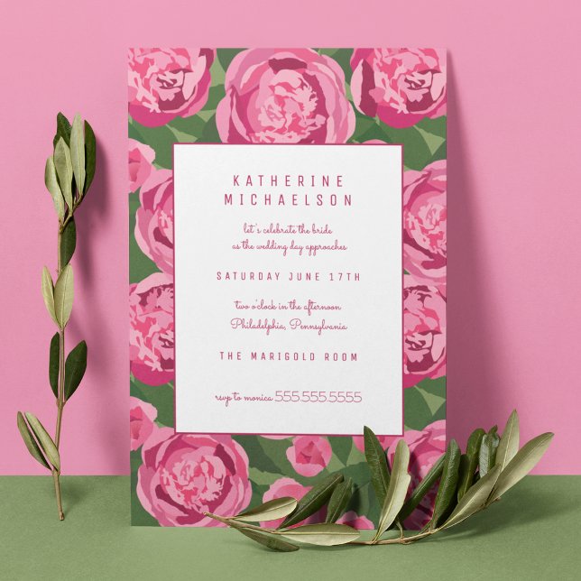 BRIDAL SHOWER | Dark Pink Peony Invitation (Creator Uploaded)
