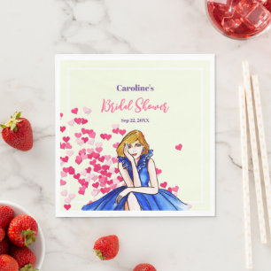 Bridal Shower Dark Royal Blue Cocktail Gown  Napkin