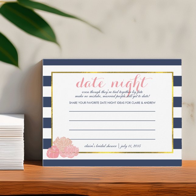 Bridal Shower Date Night Cards | Midnight Peony (Creator Uploaded)