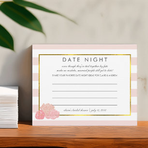 Bridal Shower Date Night Cards Pink Stripe Peony