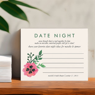 Bridal Shower Date Night Ideas Card   Pink Floral