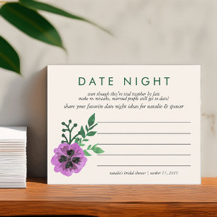 Bridal Shower Date Night Ideas Card Purple Pansy