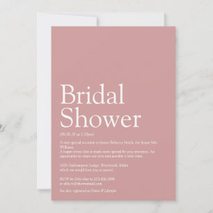 Bridal Shower Definition Dusty Rose Pink Invitation