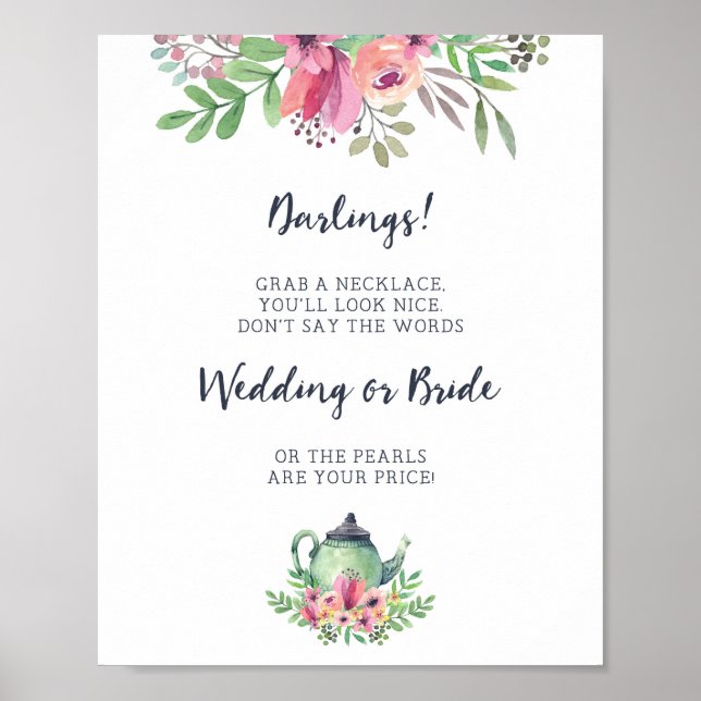 Bridal Shower Don't Say Bride Game Sign (Front)