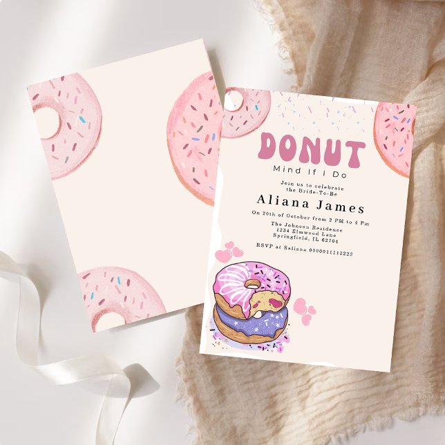 Bridal Shower Doughnut Mind if I Do Cute Pink doug Invitation (Creator Uploaded)