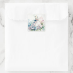 Bridal Shower Dress Thank you Square Sticker