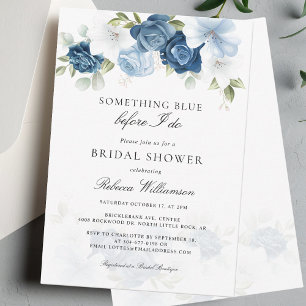Bridal Shower Dusty Blue Bloom Elegant Invitation