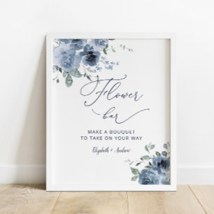 Bridal Shower Dusty Blue Flower Bar Sign