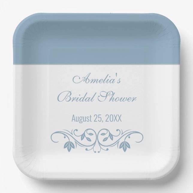 Bridal Shower - Elegant Blue Shower Paper Plate (Front)