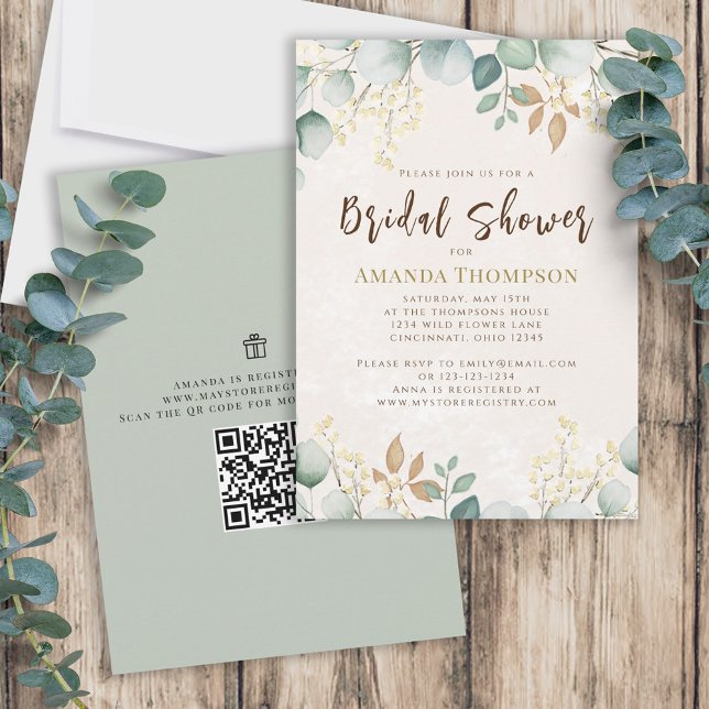 Bridal Shower Elegant Eucalyptus Greenery Invitation (Creator Uploaded)
