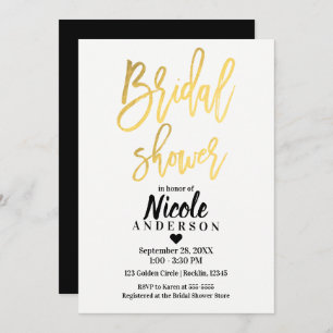 BRIDAL SHOWER Elegant Gold Foil Modern Script Invitation