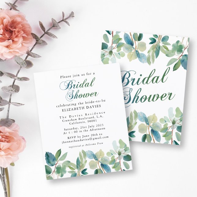 Bridal Shower Elegant Greenery Eucalyptus Card (Creator Uploaded)