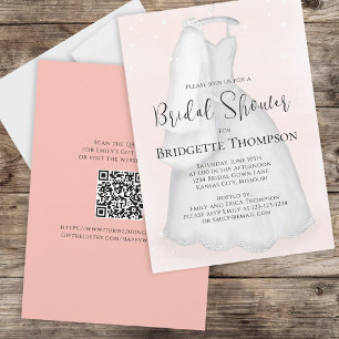 Bridal Shower Elegant Minimalist Blush Pink Dress Invitation