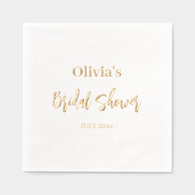 Bridal Shower Elegant Modern Minimal Script Gold Foil Napkins (Front)