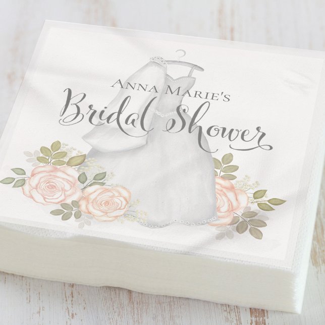 Bridal Shower Elegant Modern Simple Floral Dress Napkin (Creator Uploaded)