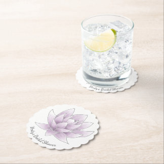 Bridal Shower Elegant Pink Lotus Paper Coaster