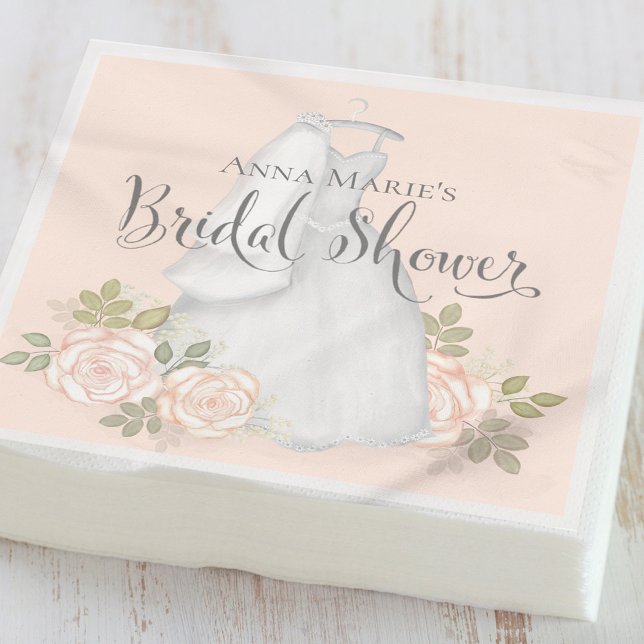 Bridal Shower Elegant Simple Modern Floral Dress Napkin (Creator Uploaded)