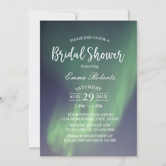 Bridal Shower Elegant Summer Night Aurora Invitation (Front)