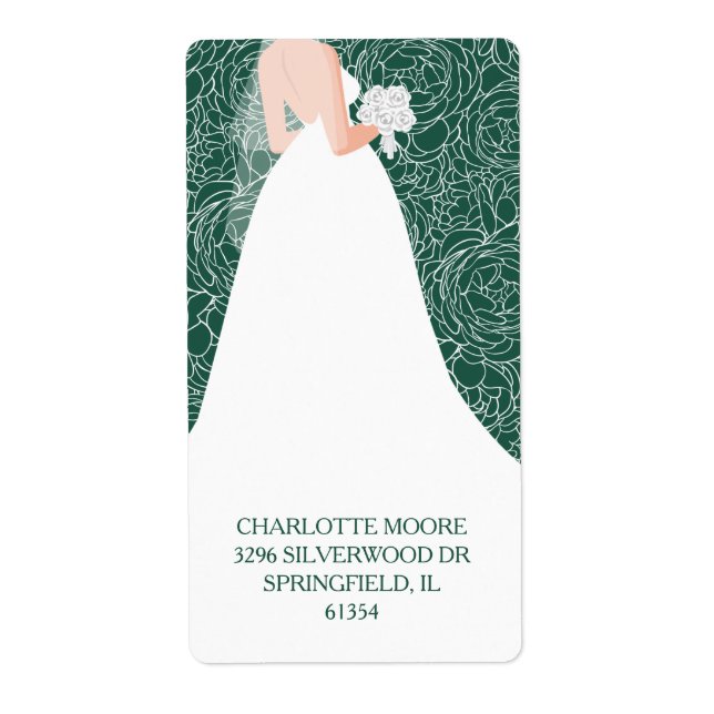 Bridal Shower Emerald Green Return Address (Front)