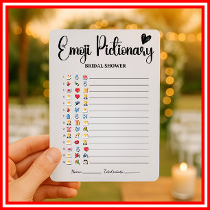 Bridal Shower Emoji Pictionary Game Elegant Modern Invitation