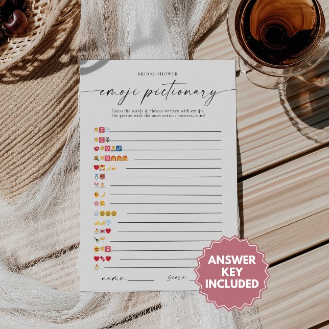 Bridal Shower Emoji Pictionary Game With Answers Invitation (Creator Uploaded)