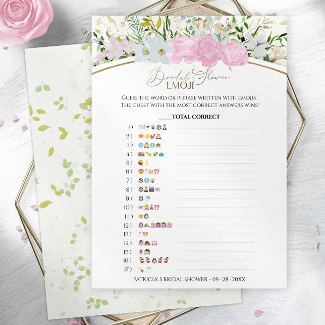 Bridal Shower Emoji Pictionary Wildflower card (Creator Uploaded)