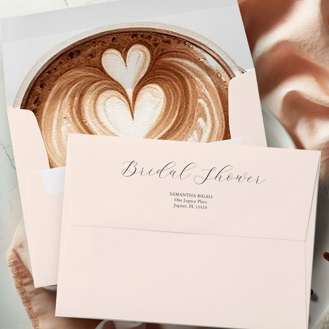 Bridal Shower Envelopes Love is Brewing Coffee (Love is brewing coffee bridal shower invitation envelope by Do Tell A Belle)