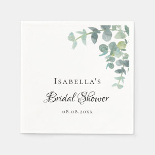 Bridal Shower eucaluptus greenery script Napkin