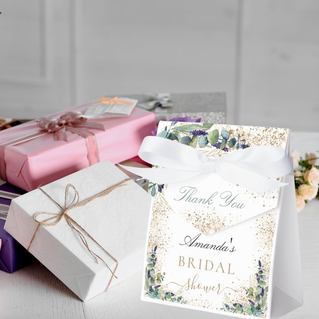 Bridal shower eucalyptus glitter name thank you favour box (Creator Uploaded)