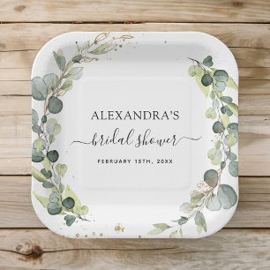 Bridal Shower Eucalyptus Greenery Boho Garden Paper Plate